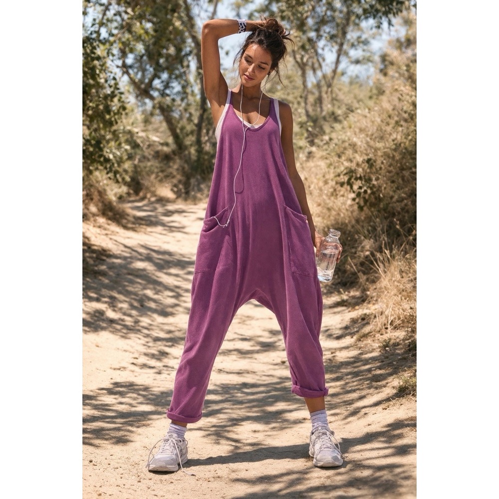 Free People Movement Hot Shot Jumpsuit Deep Mulberry NWT New With Tags Medium